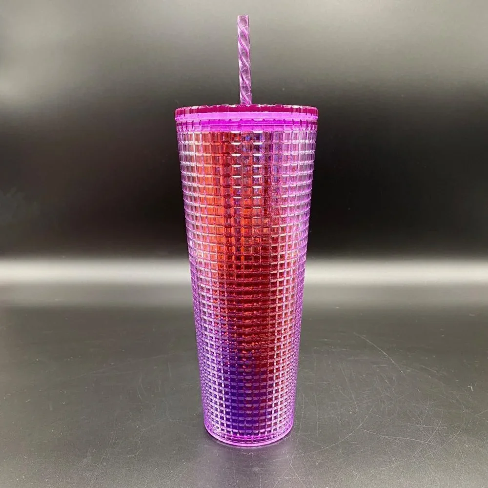 2021 Starbucks Pink/Purple Grid 24oz Cold Tumbler